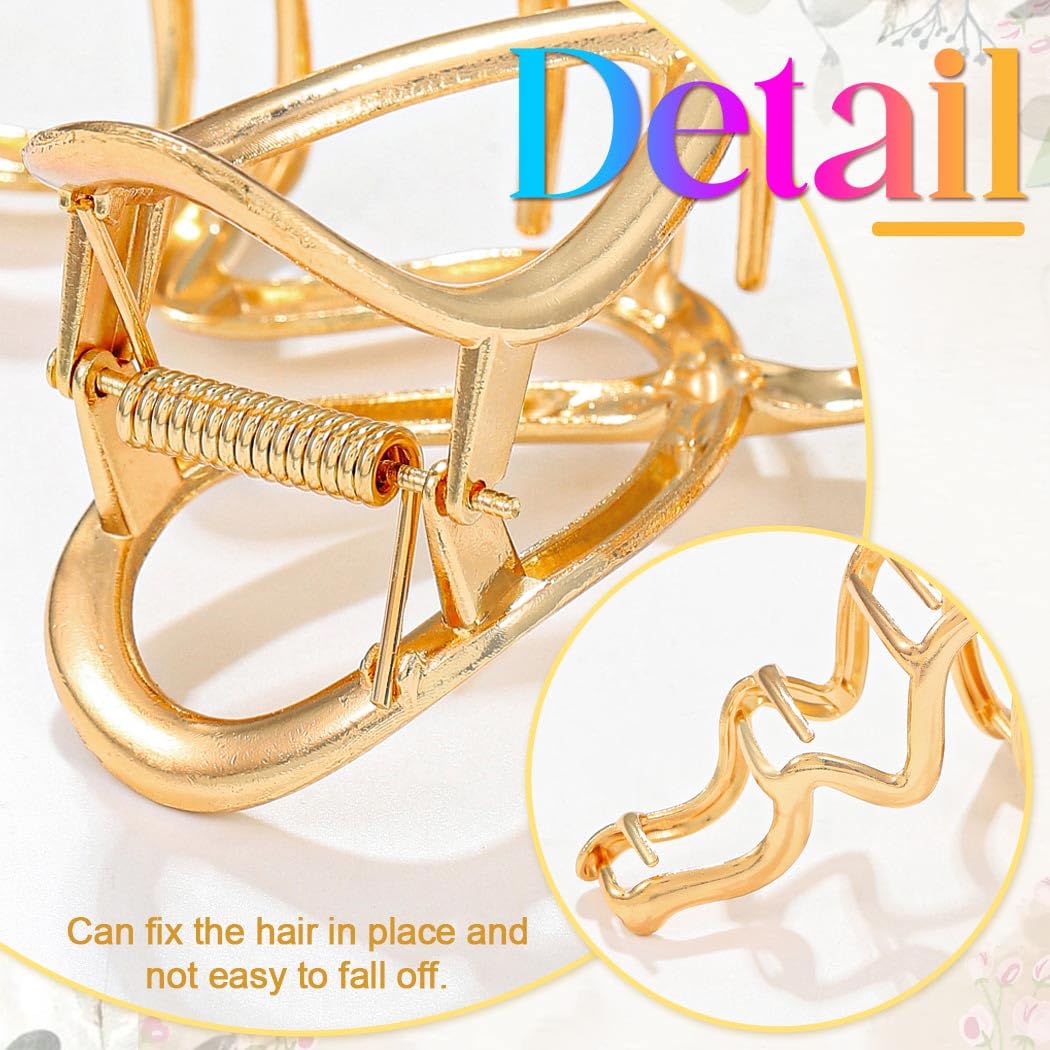 Reaky Hair Claw Clips Gold Metal Hair Clips Fancy Hair Claws Hair Accessories for Women 2 Pieces, Gold, Silver, 1 count (Pack of 2) - Image 4