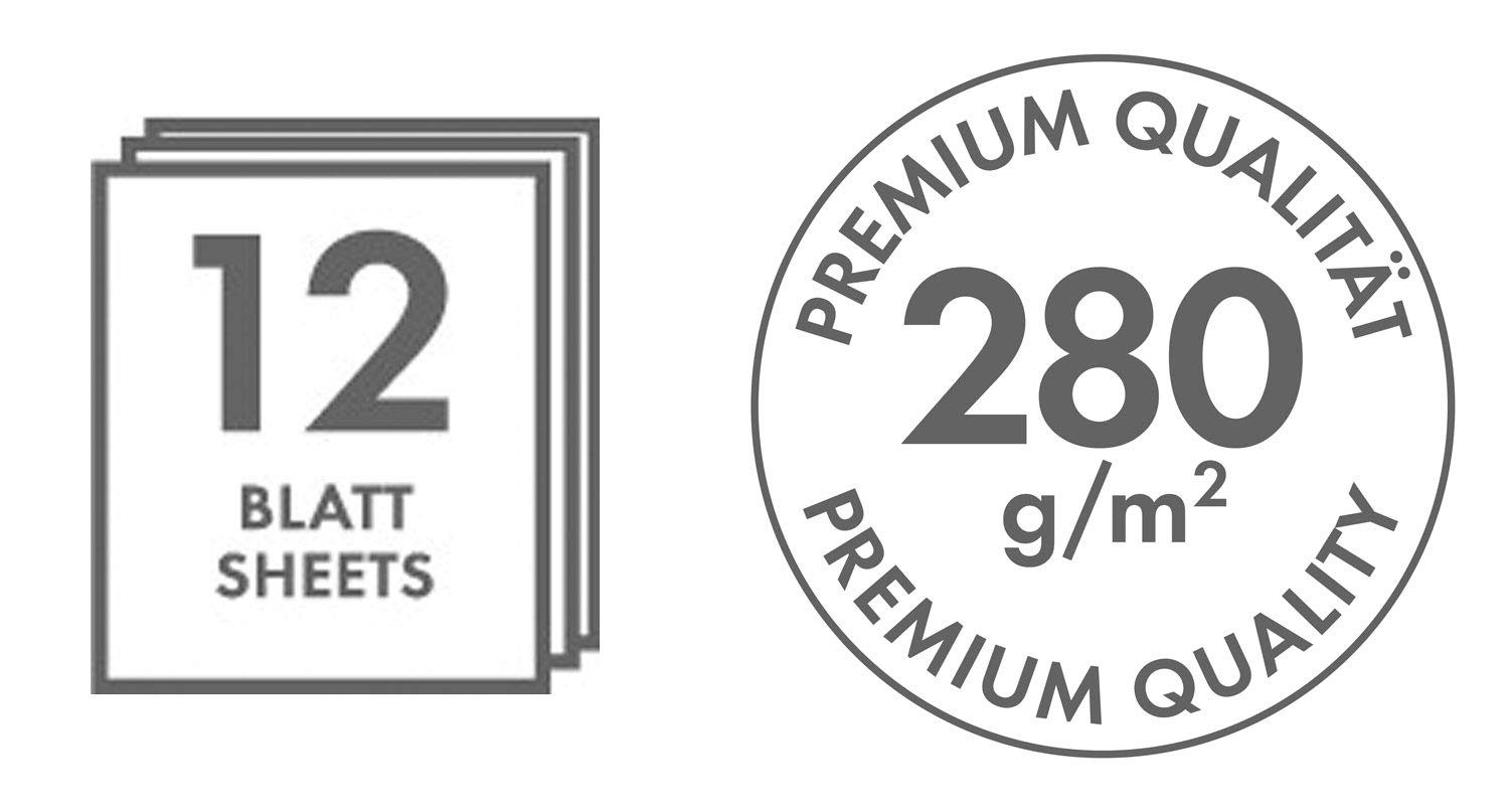Marabu 161200000450 – Alcohol Ink Pad, specjalny papier do tuszy na bazie alkoholu, DIN A4, 12 arkuszy o gramaturze 280 g/m², matowe, białe, odporne na rozerwanie i nieprzepuszczające wody