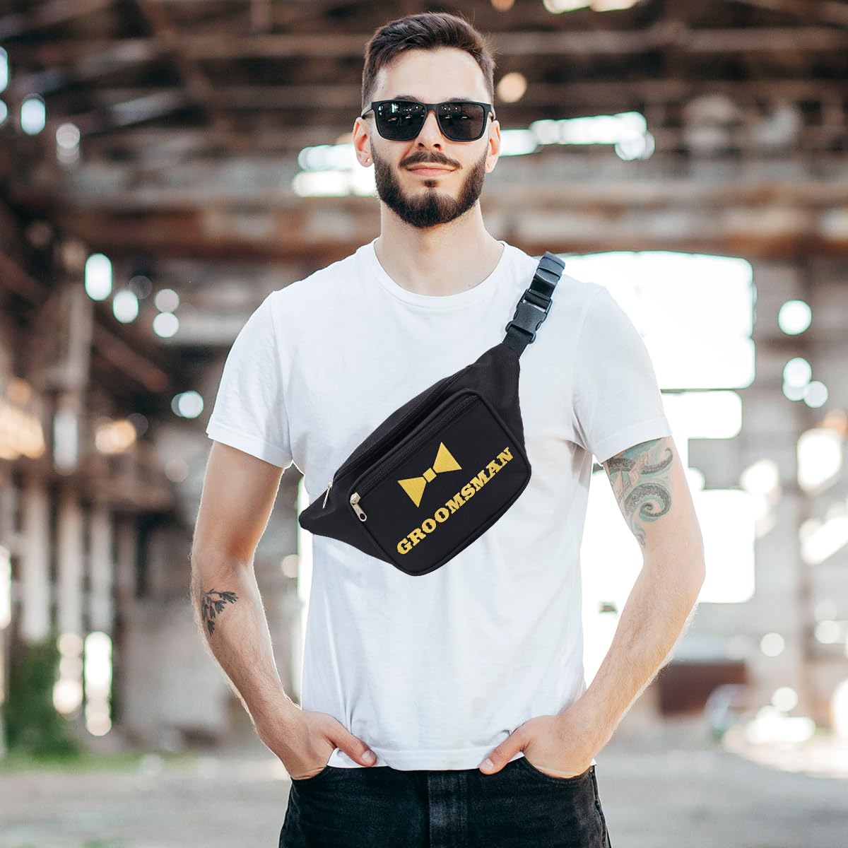 Brosash Bauchtaschen für Junggesellenabschiede, 7-teiliges Set – Bräutigam, Trauzeugen, und 5 Trauzeugen-Hüfttaschen – passende Partygeschenke für Junggesellenabschied, Hochzeitswochenende