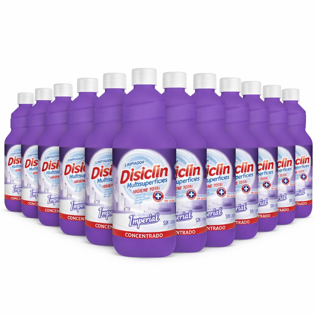 Disclin Imperial Fregasuelos – Pack 12 unidades - Caja completa - Aroma IMPERIAL - Apto para Todo Tipo de Superficies, 1 Litro - Rasmacor