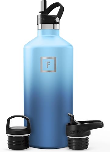 Miniatura 24 de IRON °FLASK Frasco de hidratación para acampar y senderismo con pajilla, botella de agua deportiva de acero inoxidable con aislamiento de boca Dark