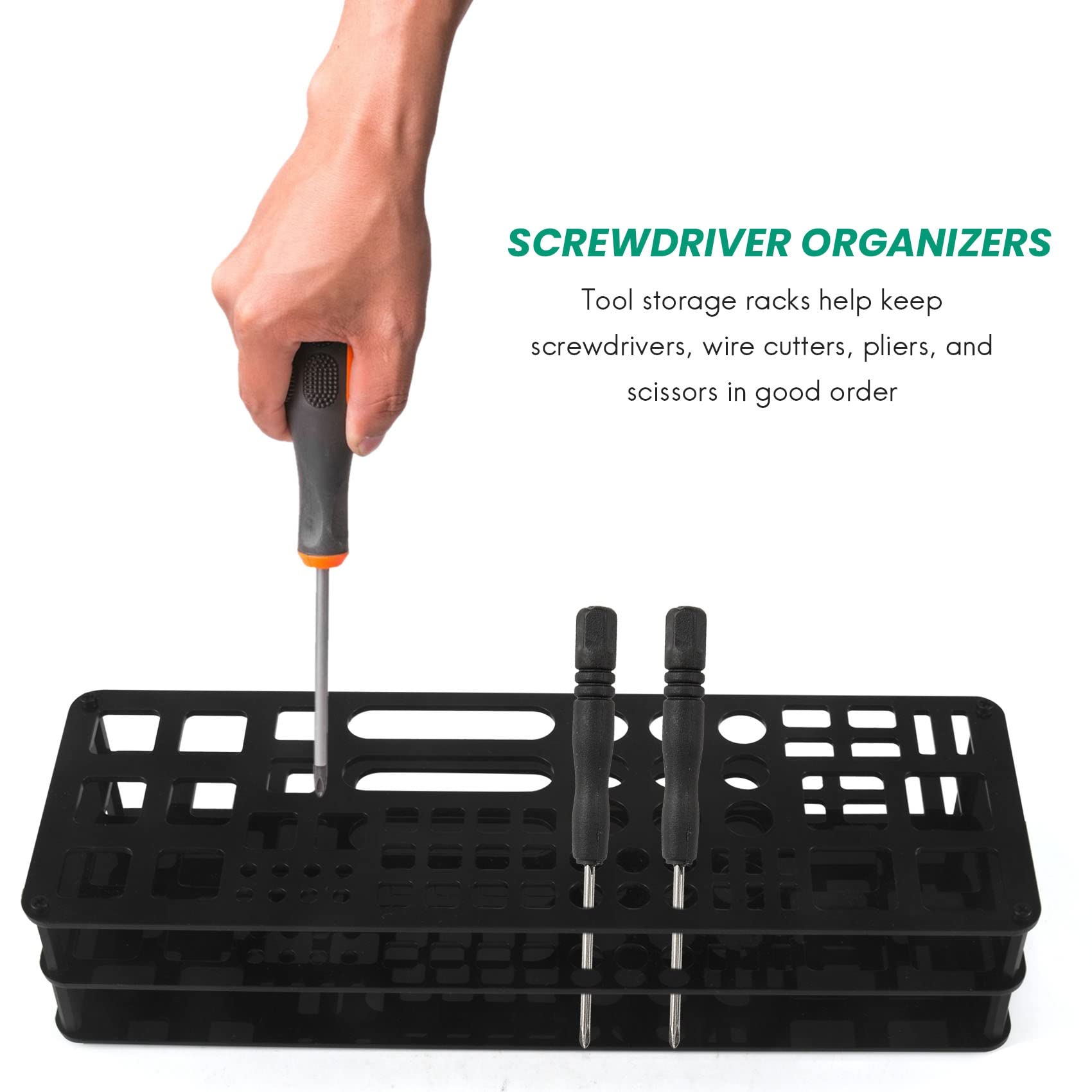 Wanjorlay Screwdriver Storage Holder Holder Screwdriver Organizers for Hexagonal Screwdriver Tools Remote Controls Organizers 63 Holes - Image 2