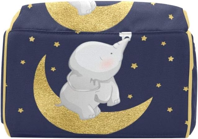 Catch a Star Elephant Personalized Diaper Bag Backpack Tote with Name,Custom Travel Nappy Mommy Bag Backpack for Baby Girl Boy Gift, 10.83 inches * 6.69 inches* 15 inches