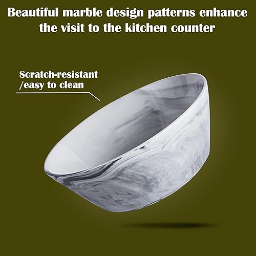 Miniatura 3 de Yundu Juego de 4 cuencos de cerámica de mármol gris, cuencos de ramen de 30 onzas para fideos, cuencos de ensalada grandes para cocina, lavavajillas