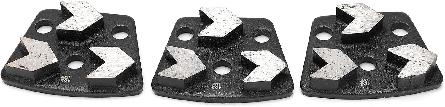 Trapezoid Concrete Grinder Set 16-Piece Tool for Disk Sanding & Cutting with 3pcs Shoes - Black Shaped Grinding Discs for Stone Masonry Tools