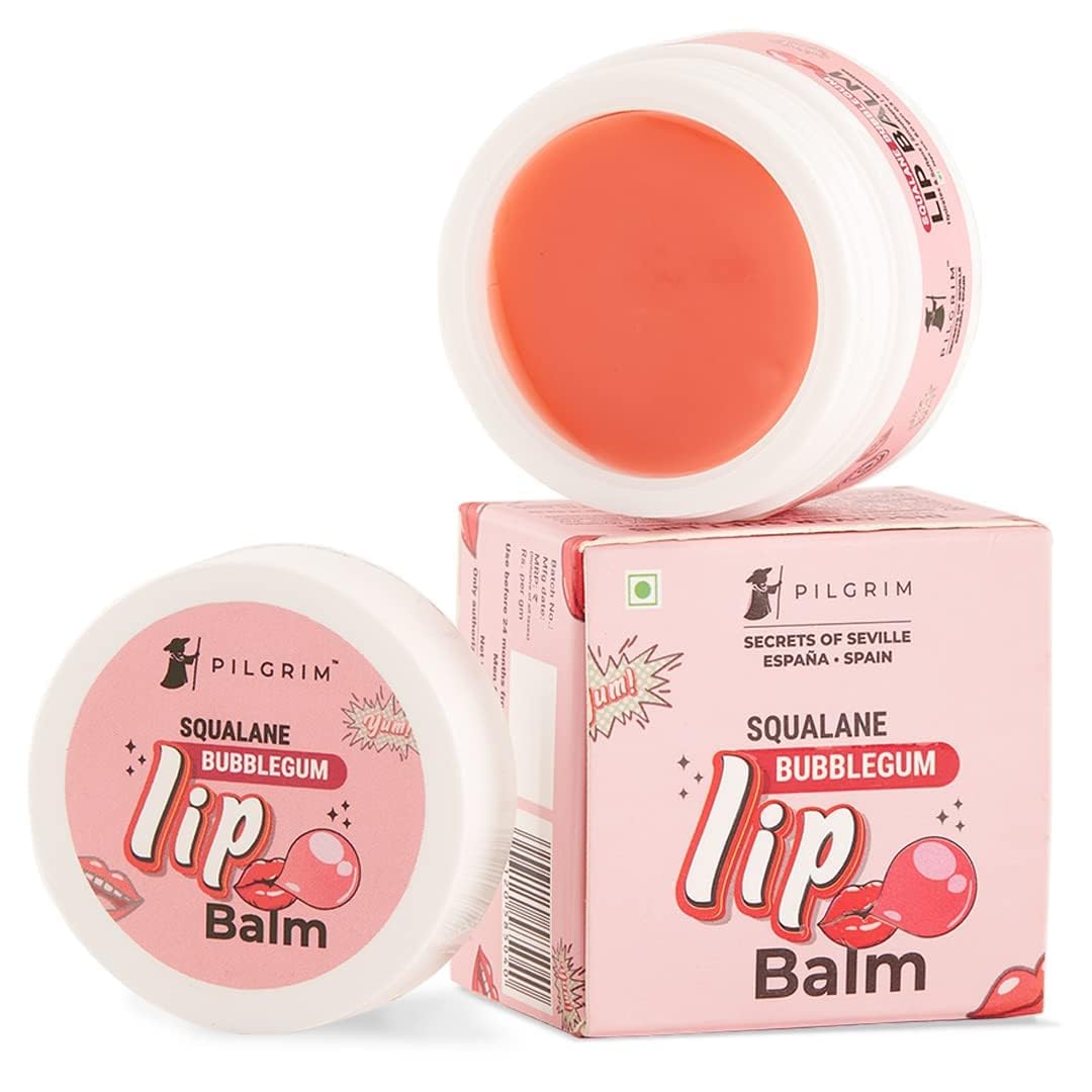 Pilgrim Spanish Squalane Lip Balm (Bubblegum) for Unisex, Dark Lips With Shea & Cocoa Butter for Soft, Soothing & Hydrating Dry & Chapped Lips, 8g - Pink