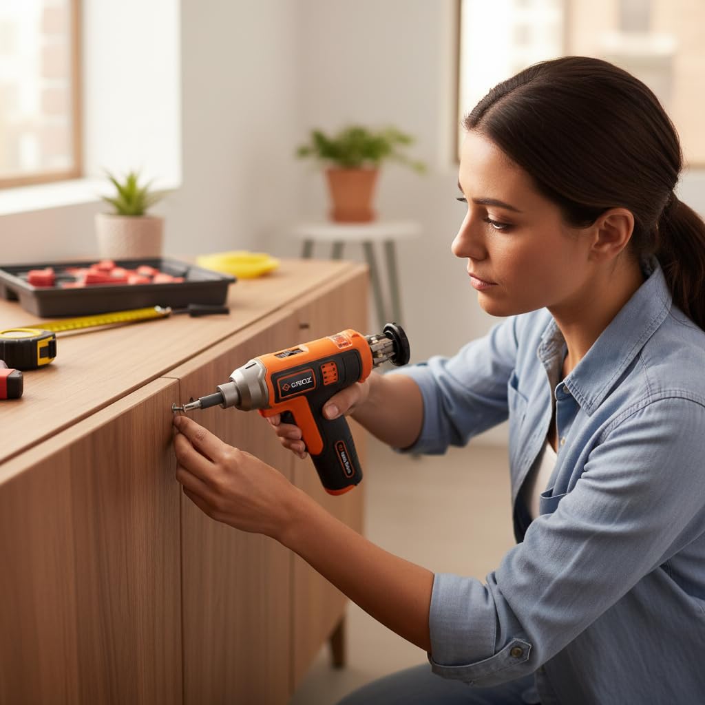 Groz Electric Screwdriver (Reversible) with 7 Retractable Bits