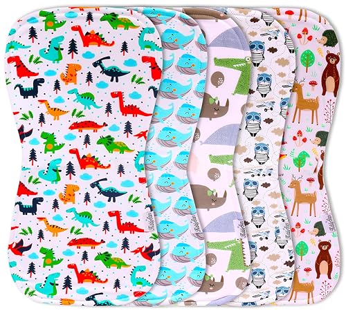 Image of KiddyStar 5-Pack Burp Cloths – Organic Cotton, Soft, Large & Absorbent 3-Layer Towels for Newborns – Essential for Feeding & Spit-Up