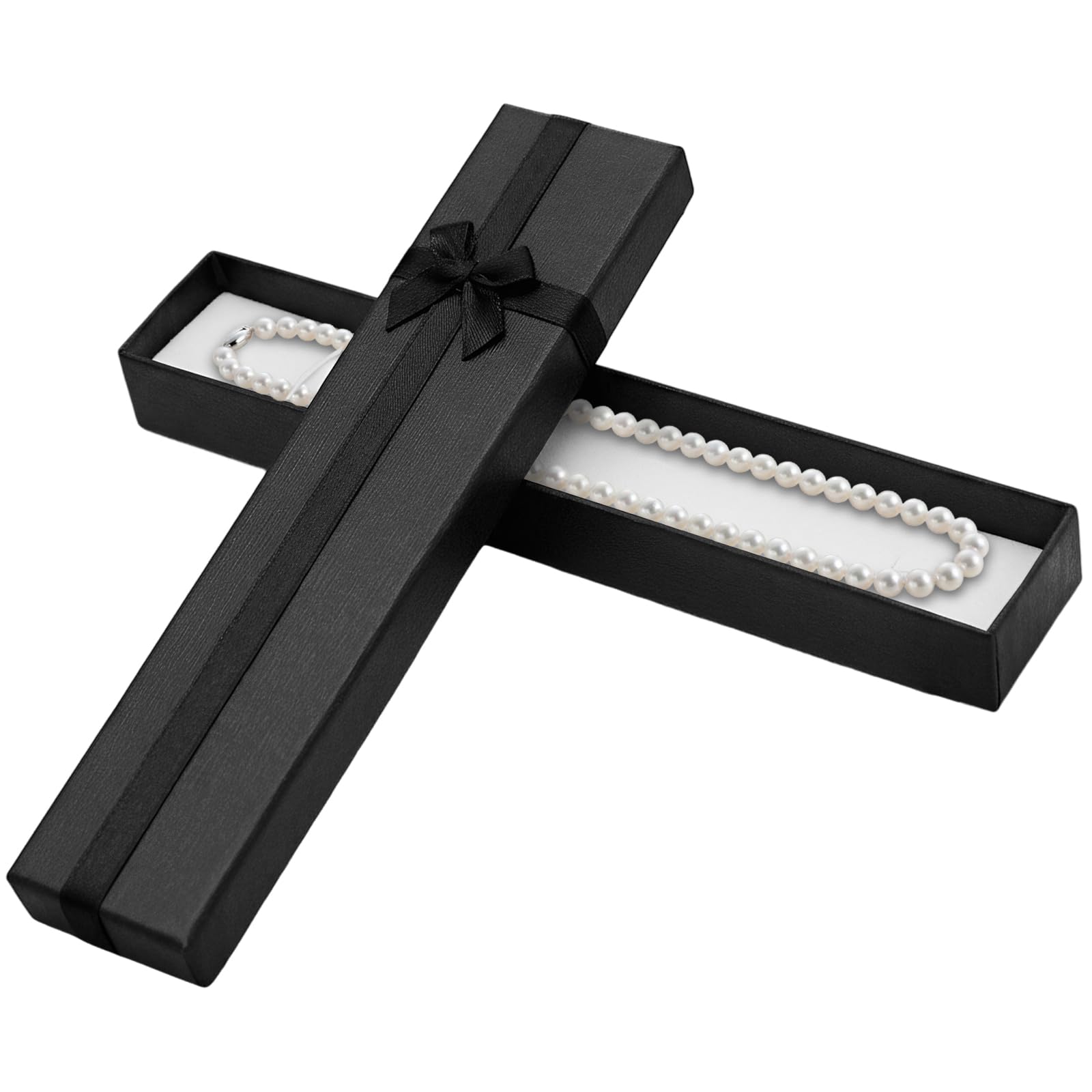 FEXPDL Rectangle Jewellery Gift Boxes, Women Necklace Case Chain Box Long Small Bracelet Gift for Wedding Birthday Valentine's Day Christmas (Black)