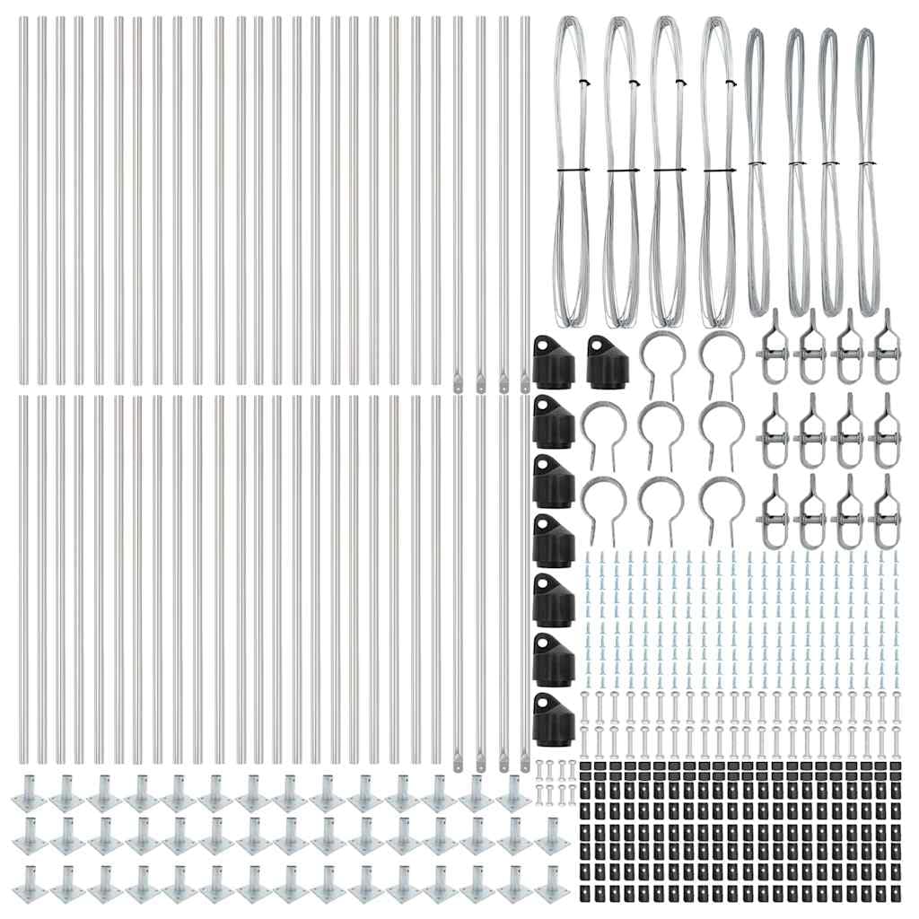 Pali per recinzione, 52 pezzi, grigio, 3,2 x 3,2 x 70 cm | Acciaio verniciato a polvere, resistente alle intemperie, facile montaggio con martello, per giardino e terrazza