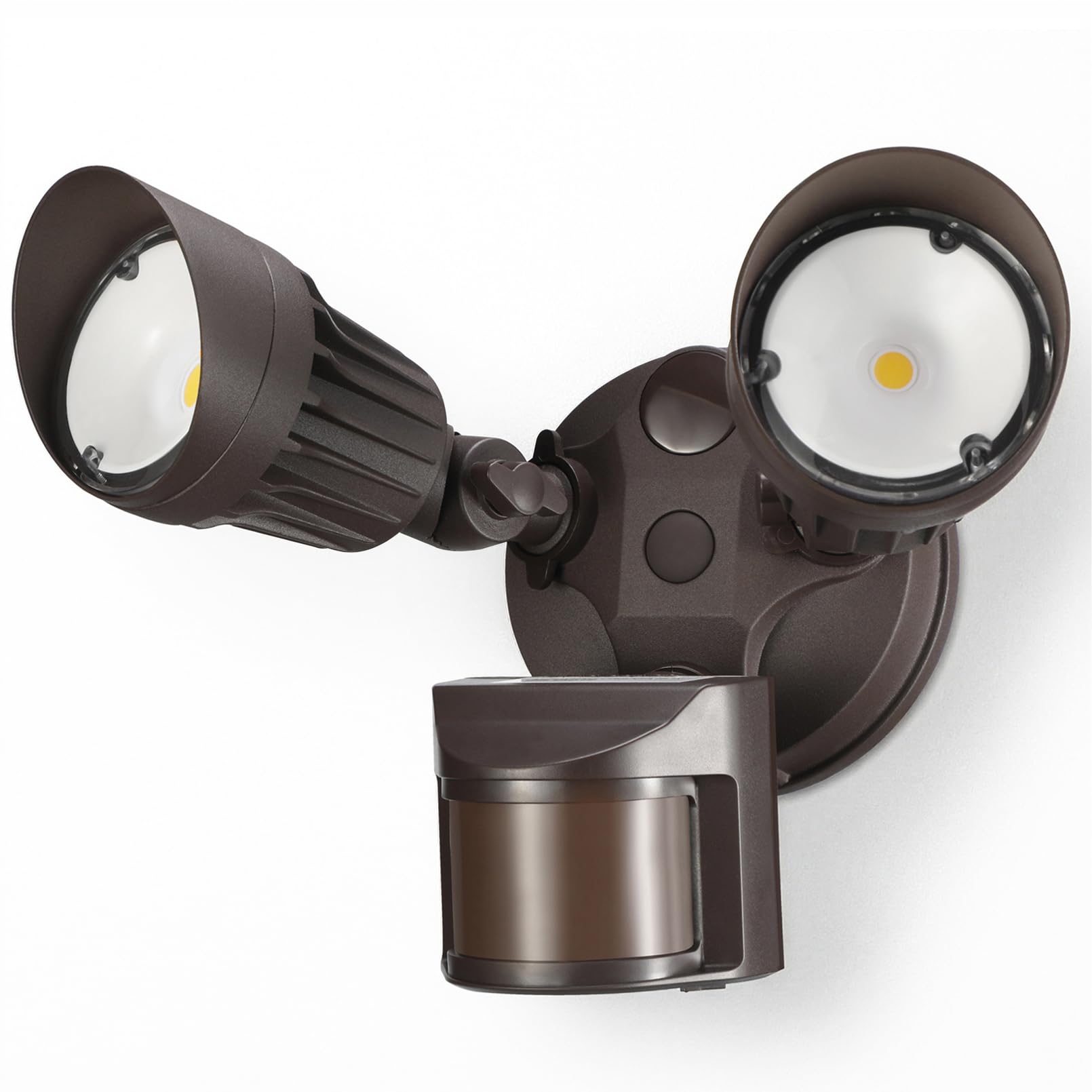 LEONLITE COB LED Security Light, Motion Sensor Flood Lights Outdoor, Aluminum, 3 Modes Motion Detector+Dusk to Dawn+Switch Control, 100-277V, Adjustable 2-Head, IP65, 5000K Daylight, ETL, Bronze