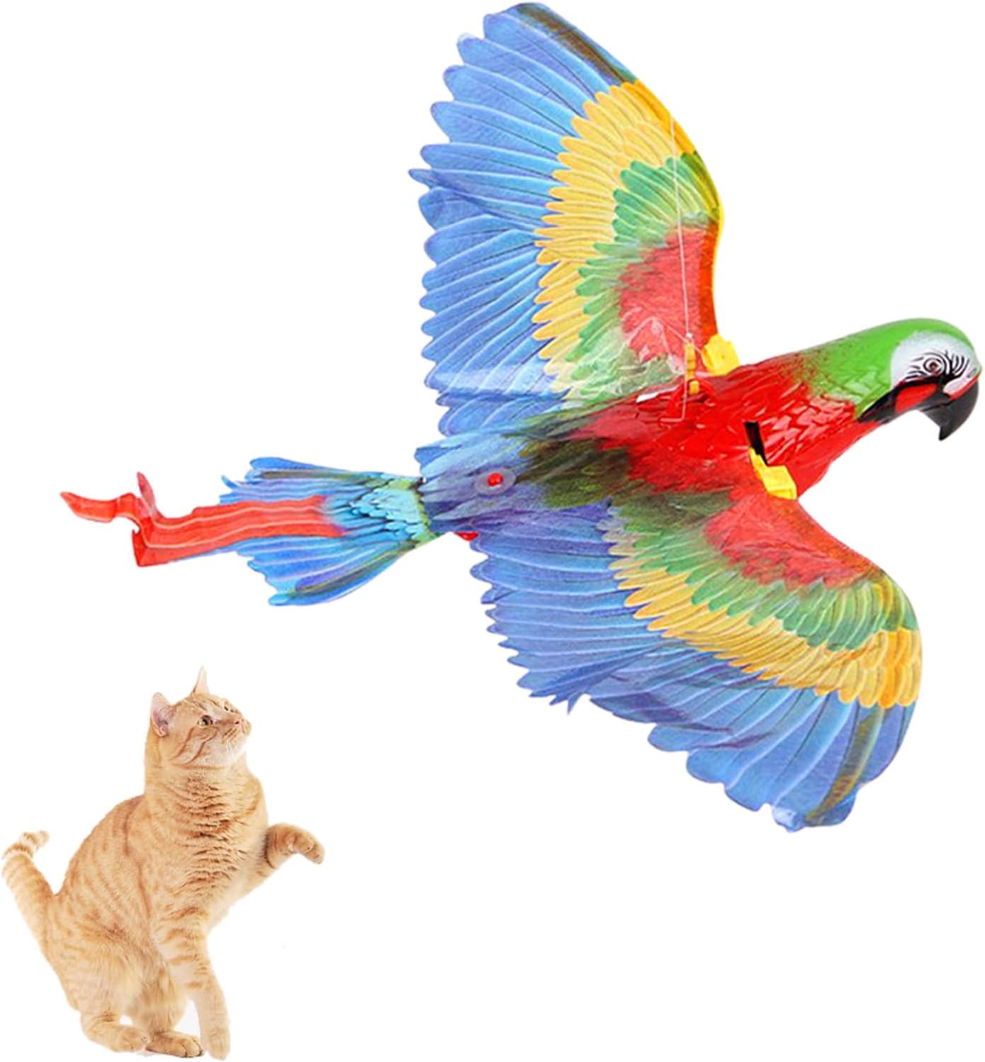 Flying Bird Cat Toys, Realistic Flying Eagle/Parrot Toy with Sound, Interactive Cat