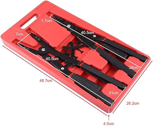 Miniatura 3 de Alicates de anillo de presión resistentes, alicates de resorte de freno, juego de herramientas universales con clips de retención y puntas de