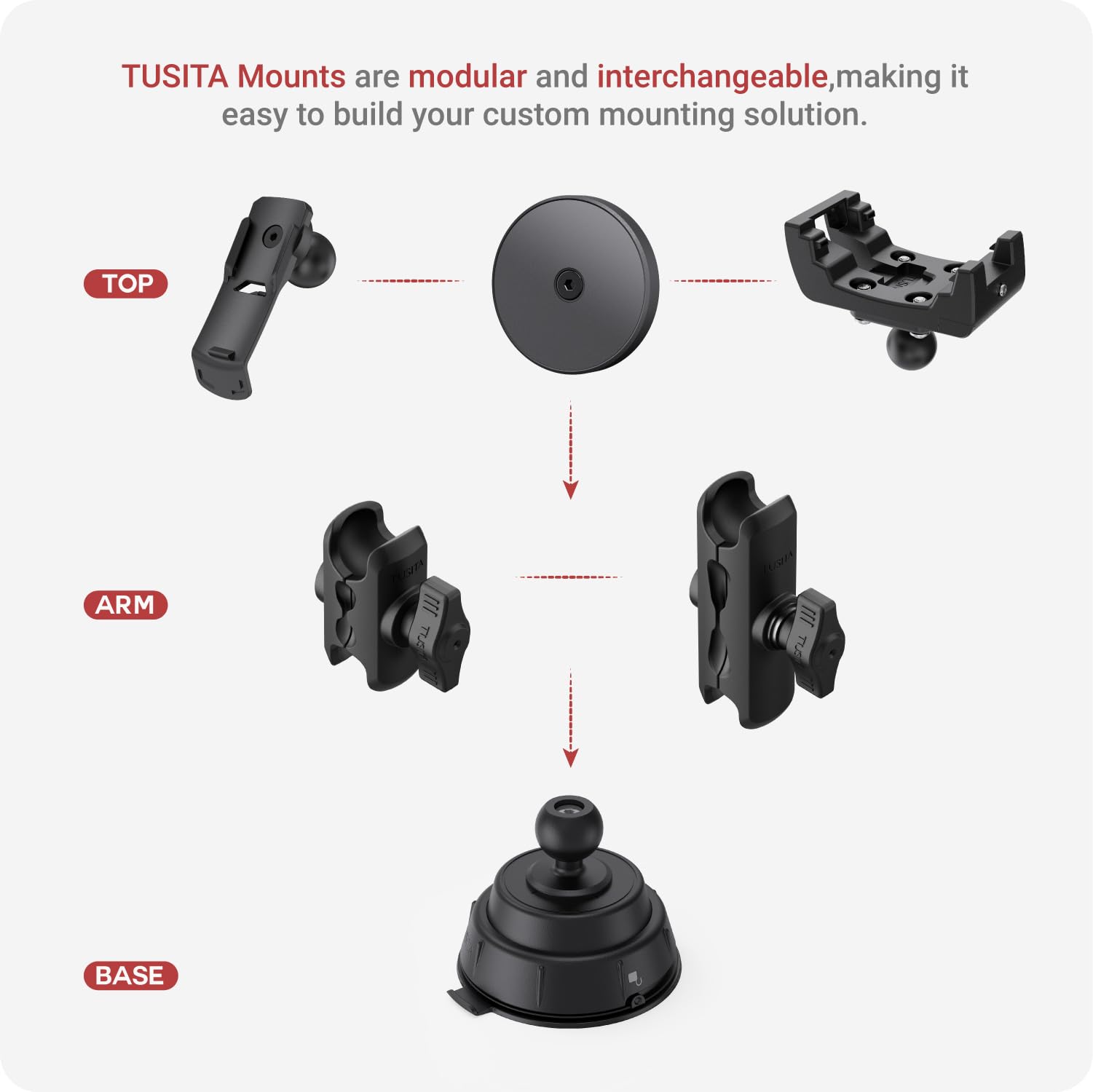TUSITA Supporto Magnetico per Telefono in Auto - Twist Lock Base a Ventosa con Braccio a Doppia Snodo Compatibile con MagSafe