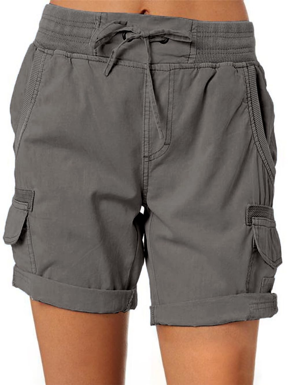 Imuedaen Damen Cargo Shorts Sommer Casual Kurze Hosen Bermuda Stoffhose Outdoorhose Strand Shorts mit Taschen