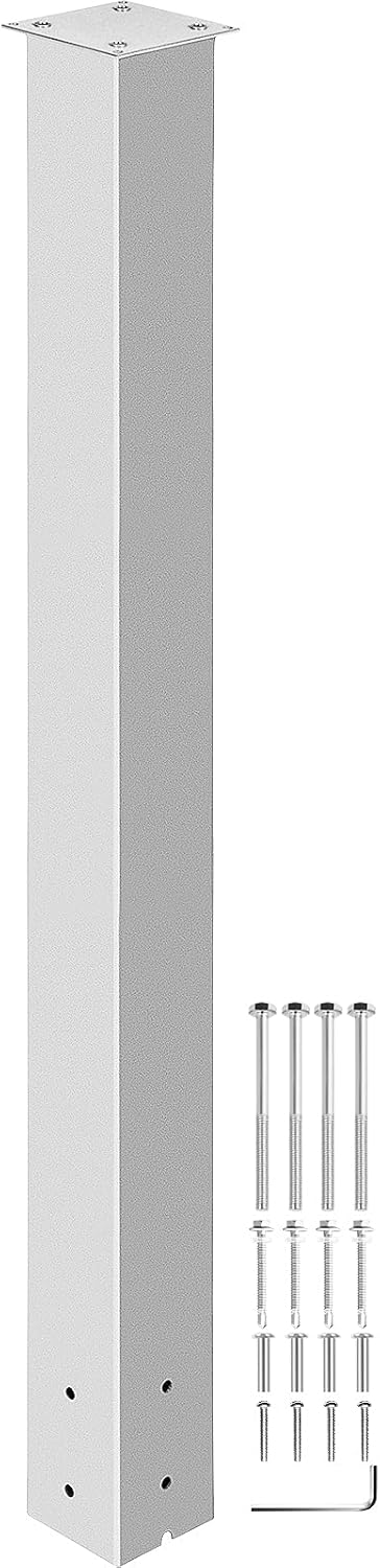 VEVOR Mailbox Post, 43" High Mailbox Stand, White Powder-Coated Mail Box Post Kit, Q235 Steel Post Stand Surface Mount Post for Sidewalk and Street Curbside, Universal Mail Post for Outdoor Mailbox 43"x4"x4" White