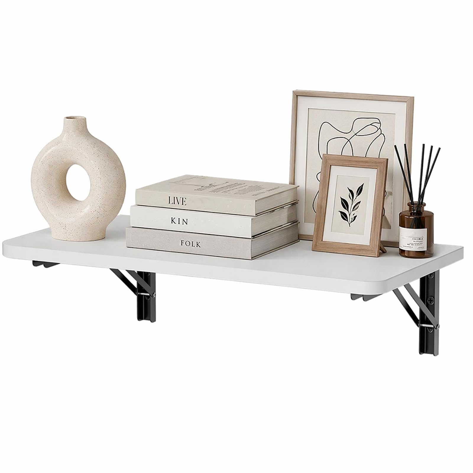 Wandklapptisch 60x40 cm Weiß, Klapptisch Wandmontage, 40 kg | Platzsparender Klapptisch aus Holzwerkstoff und Stahl, ideal als Esstisch, Schreibtisch oder Küchentisch.