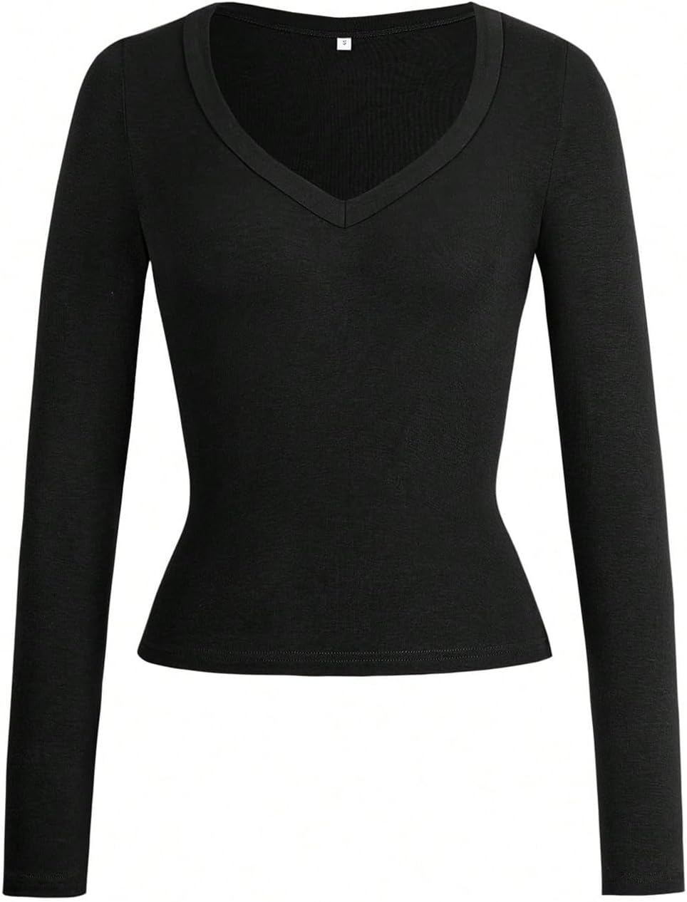 SOLY HUX Women's Deep V Neck Going Out Top Long Sleeve Shirts Slim Fitted Crop T-Shirts - Image 4