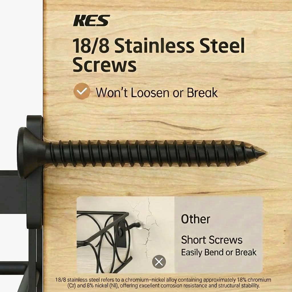 KES Bügelbretthalter Wand Hängen mit 41kg hoher Kapazität, Bügeleisenhalter Bügelbrett Aufhänger Bügelbrett Halterung mit Korb für T&Y Form, Schwarz, HIR502-BK