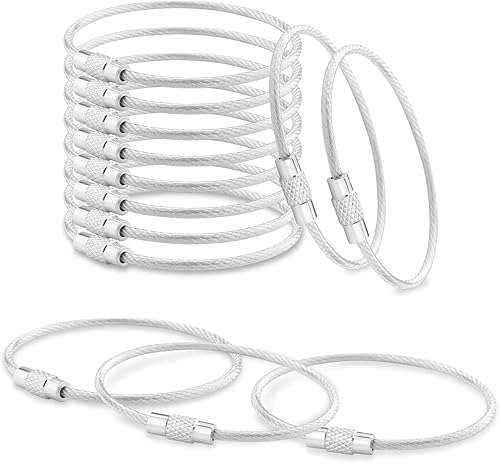 CooBigo Paquete de 25 lazos de acero inoxidable de 0.079 pulgadas con revestimiento de alambre para llaves grandes de 6 pulgadas para mujeres,