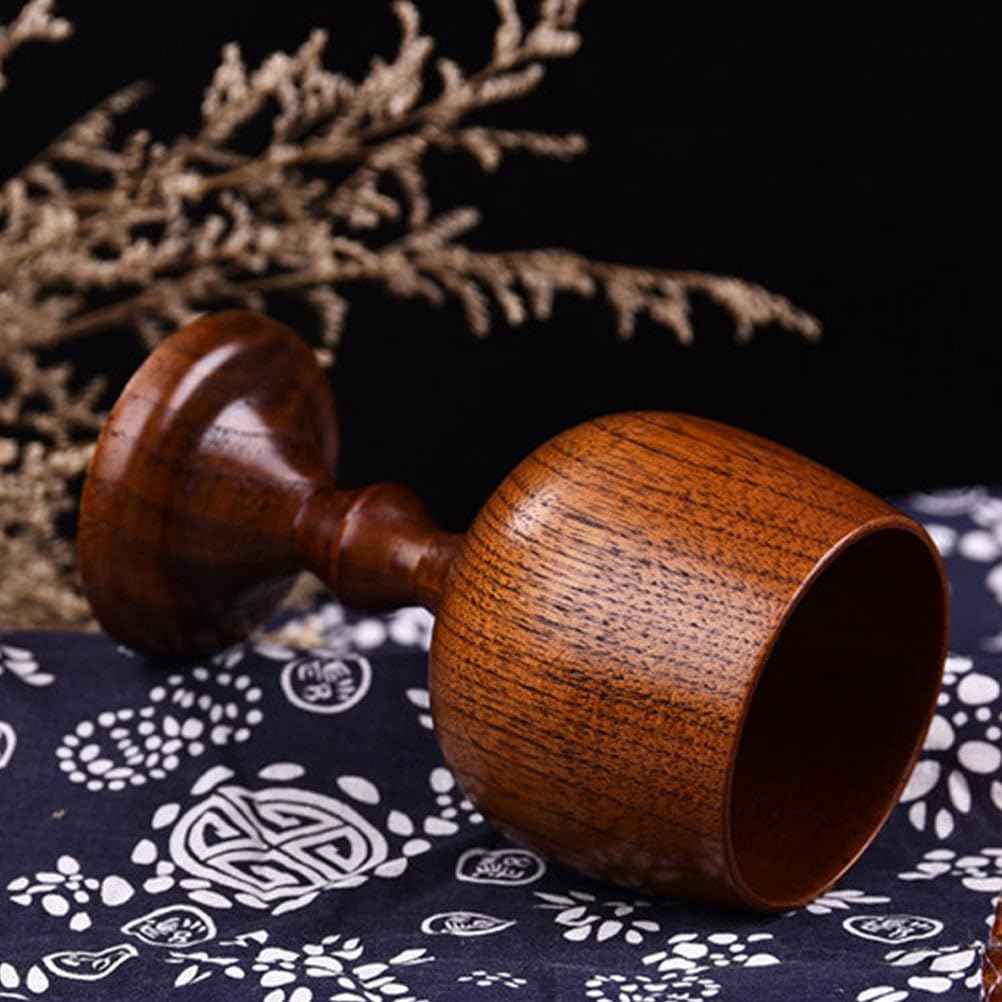 PRETYZOOM Wooden Goblet 5.11In High Stem Cocktail Goblet Decorative Wine Cup for Home Party Drinkware Bar Wine Cup Smooth Surface 1 Pack