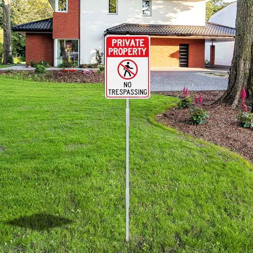 Panneaux No Trespassing extérieur aluminium rigide imperméable avec piquet de 137cm - 6