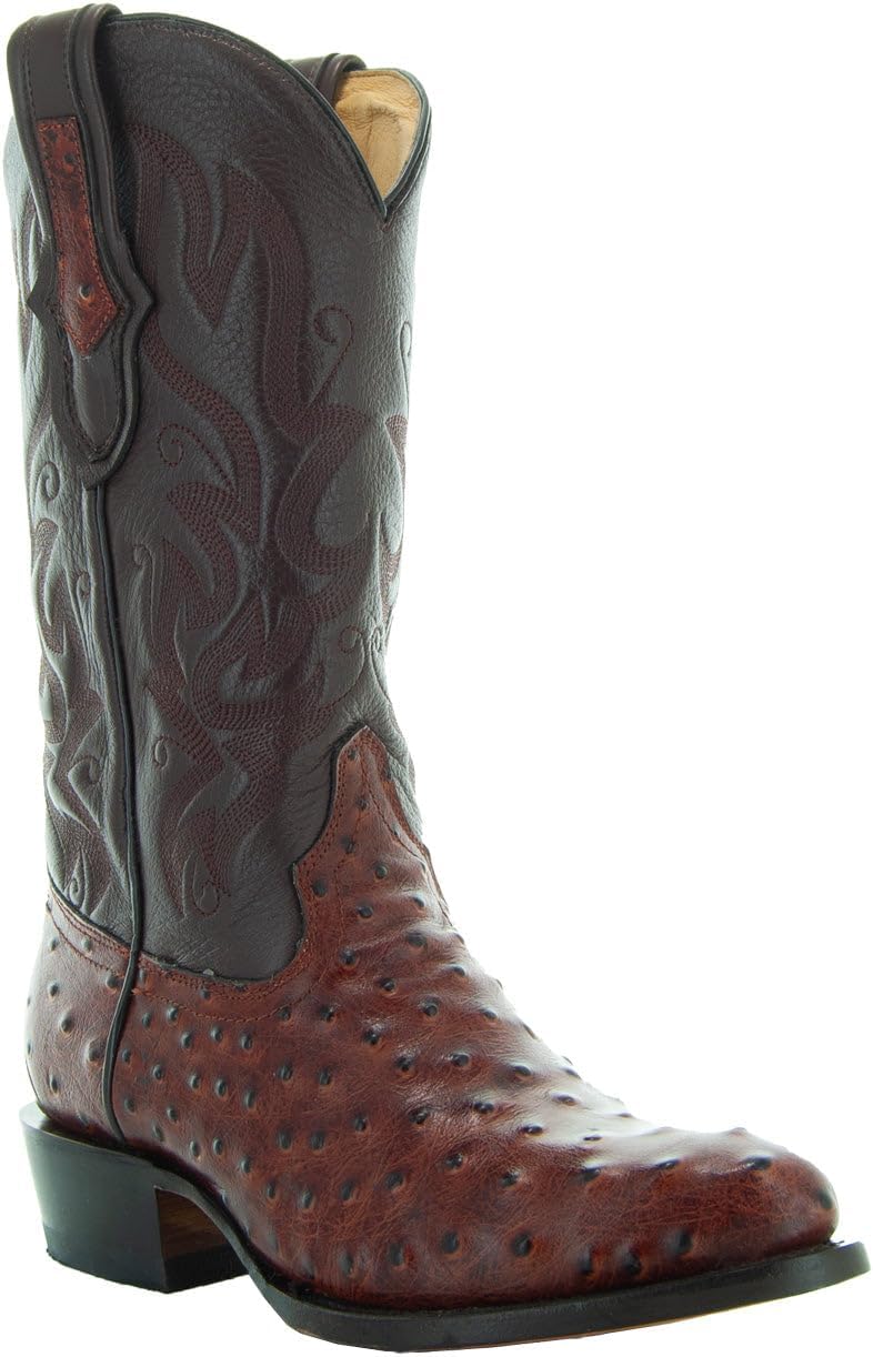 Soto Boots Men's Ostrich Print Cowboy Boots, Exotic Print Men's Cowboy Boots, Western Boots For Men H7002 - Image 5