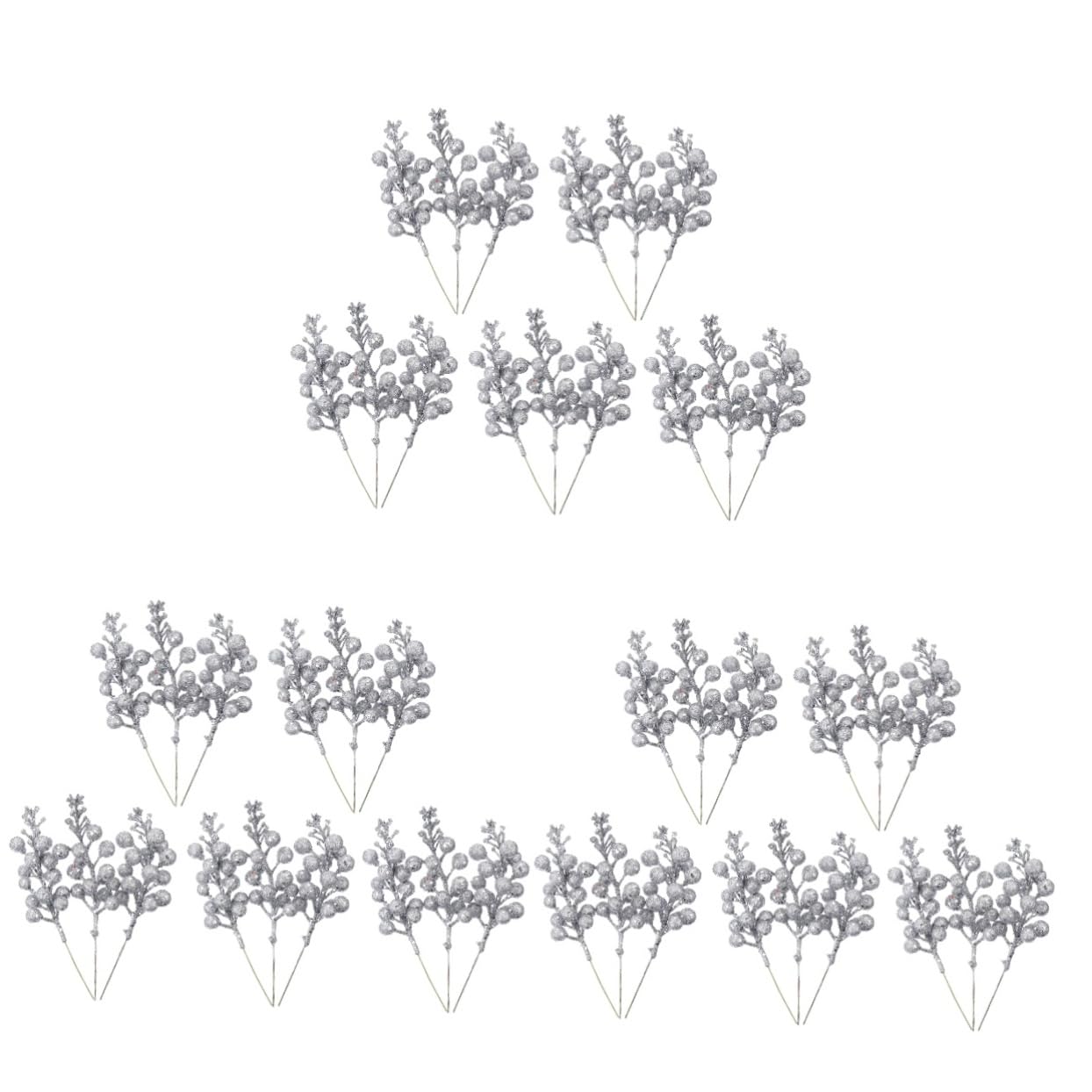 Cabilock 45 Pièces 15 Têtes De Baies De Poussière Dorée Décor De Couronne Décor De La Nativité Tiges De Baies Tiges Artificielles De s Rouges De s Houx Fausse Branche Mousse