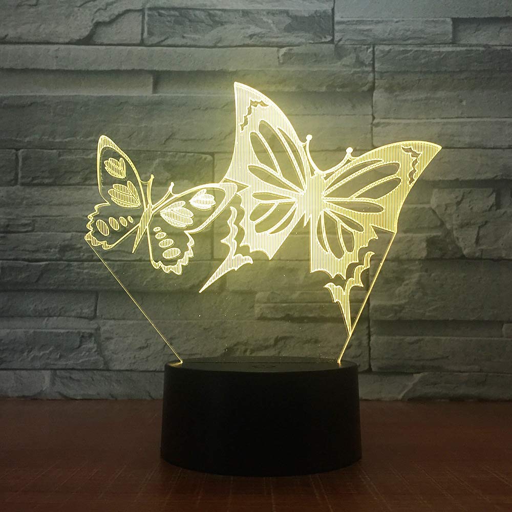 Lampe LED Colorée En Forme De Papillon, Impression Stéréo 3D, Luminaire Décoratif Et Créatif, Idéal Pour La Chambre D'un Enfant