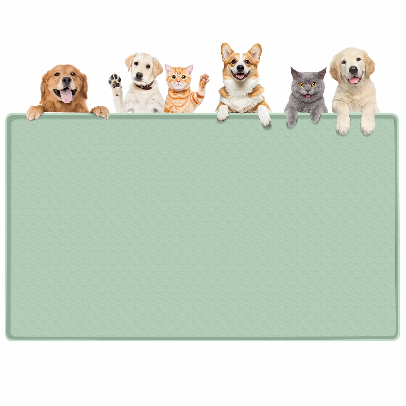 Dog Food Mat 51''x25.6'' Extra Large Dog Mat for Food and Water,Green