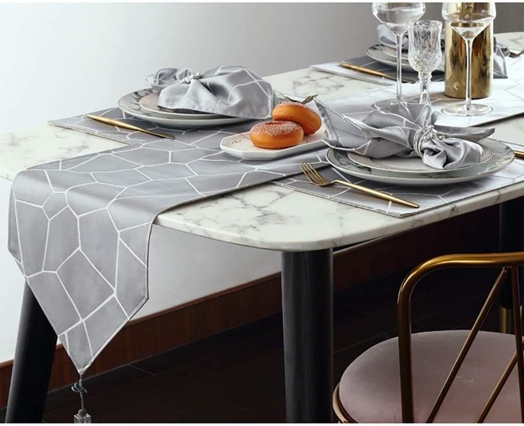 Table Runners Embroidered Flowers Table Runner Antique Silver Christmas Table Runner with Tassels Table Runners Chair Wedding Party Table Decoration Gourmet Dressing (Silver 30*160CM)