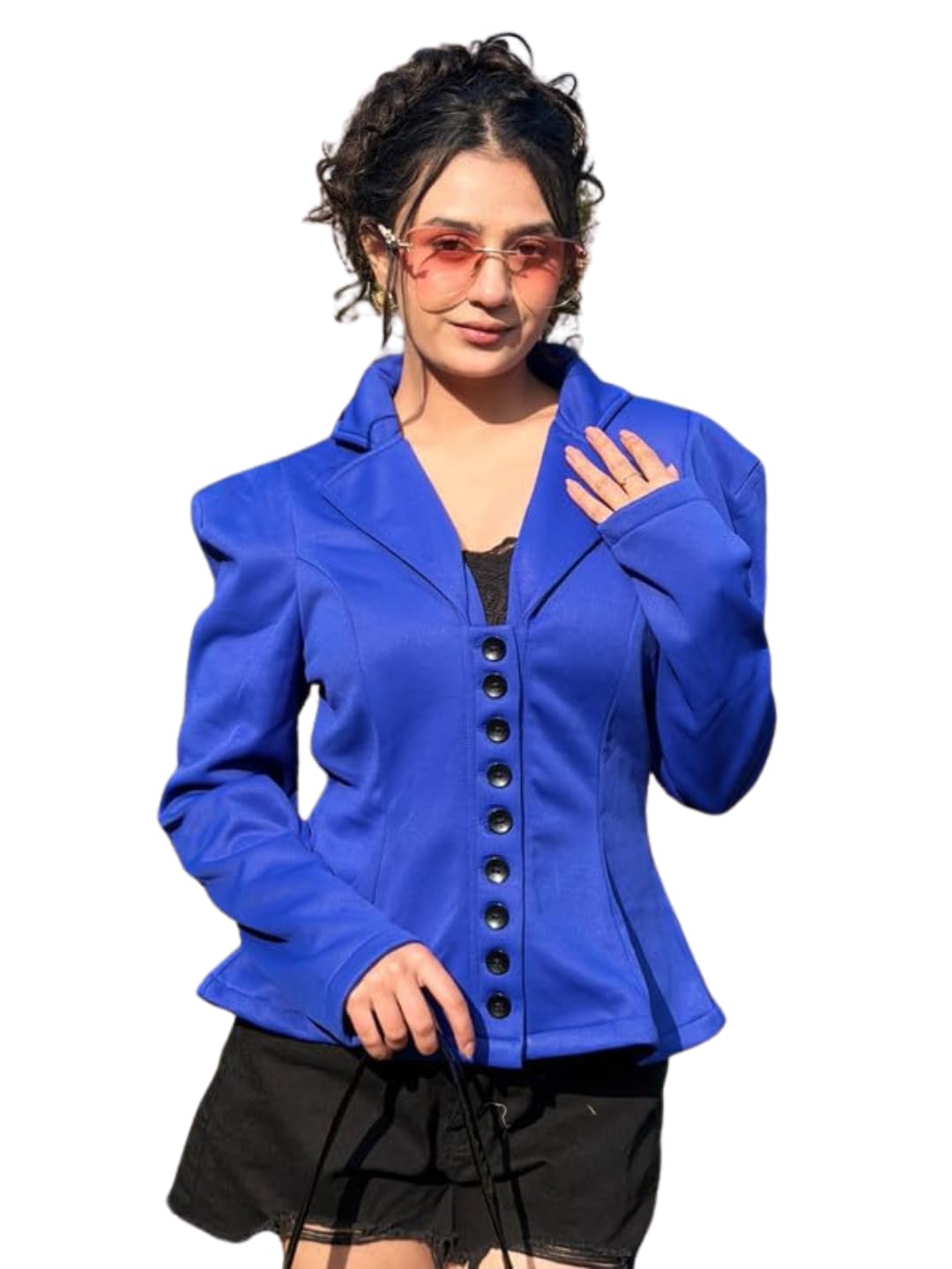 tandul Women's Fleece Solid Blue Regular Fit Coat - Full Sleeve Regular Overcoat for Office, Casual, Festive & Party (12263)-picture-45