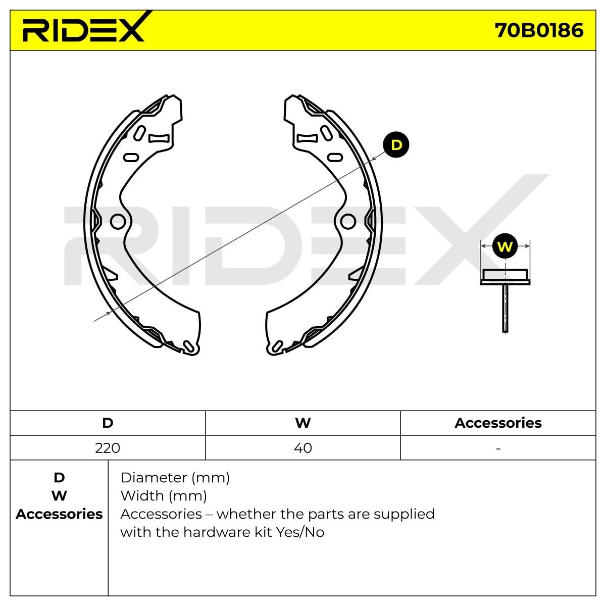 RIDEX Bremsbacken Satz für Trommelbremse Hinten Kompatibel mit SUZUKI Samurai SUV SJ 70B0186