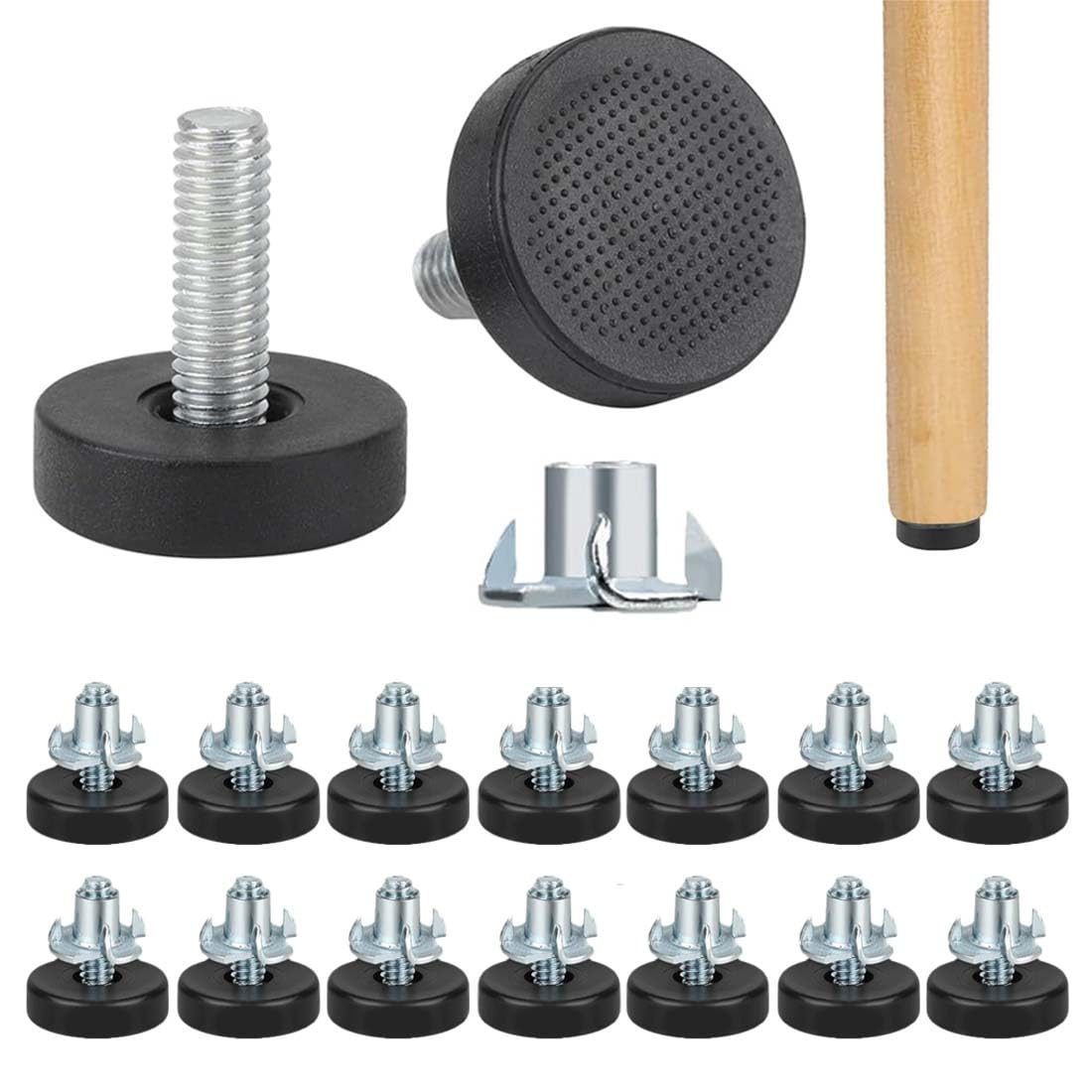 Pied de Table reglable, Lot de 16 pieds de nivellement réglables en hauteur 22MM pour pieds de meubles, pieds de meubles, pieds de nivellement robustes avec écrous en T à visser