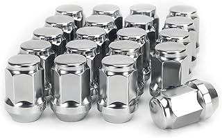 glorider M12x1.5 Lug Nuts Chrome, 20Pcs 12x1.5 Aftermarket Wheel Lug Nut for Honda Accord Civic CRV Element HRV Odyssey Trailblazer TSX Fusion Focus Escape Tacoma Avalon Camry Closed End Tuner
