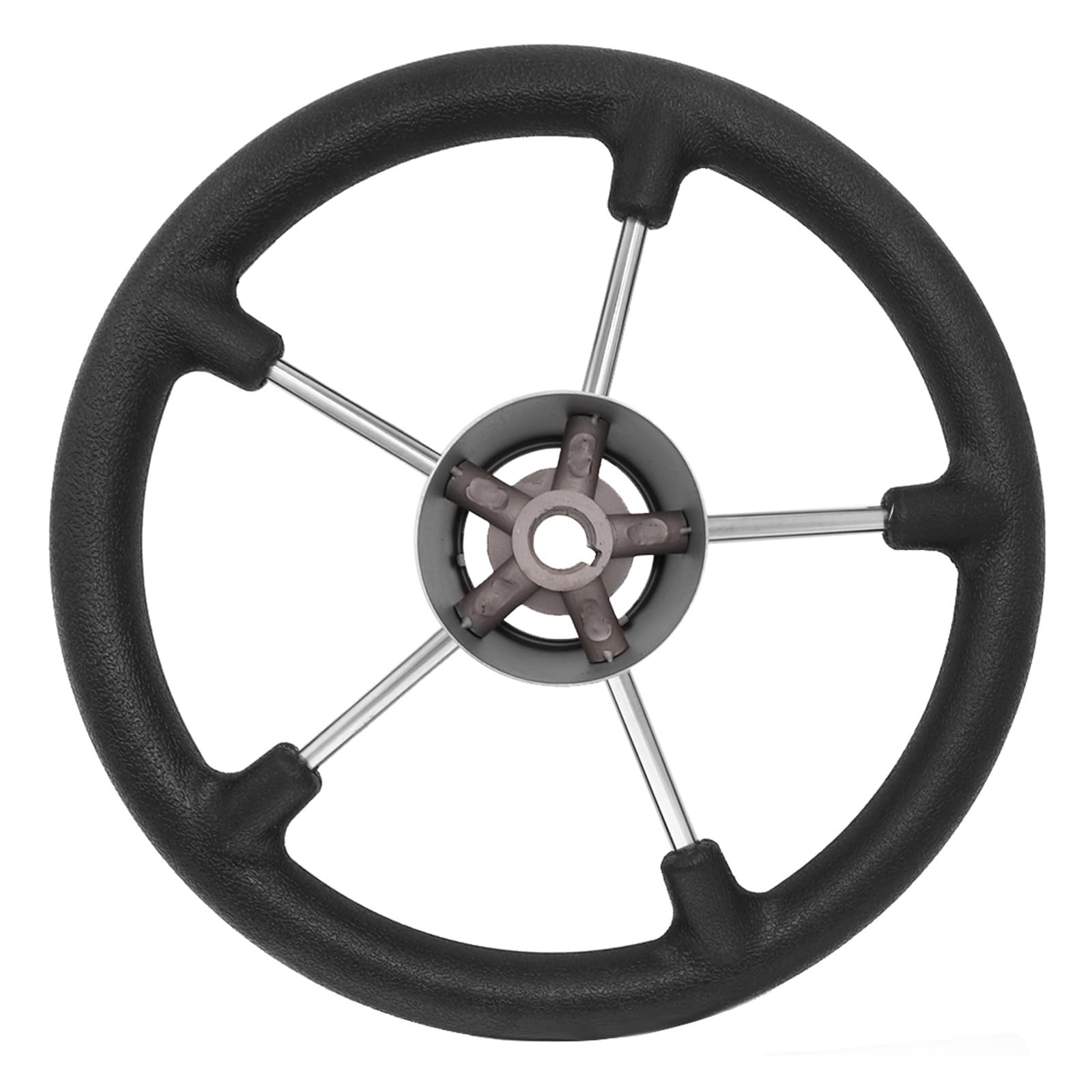 ZGYDNM Ship steering wheel 5-Spoke Stainless Steel Steering Wheel Marine 13-1 2 Steering Wheel With Polyurethane Foam Black Fit 3 4 Shaft Boat Accessory Comfortable (Color : M0319SB, Size : 1)
