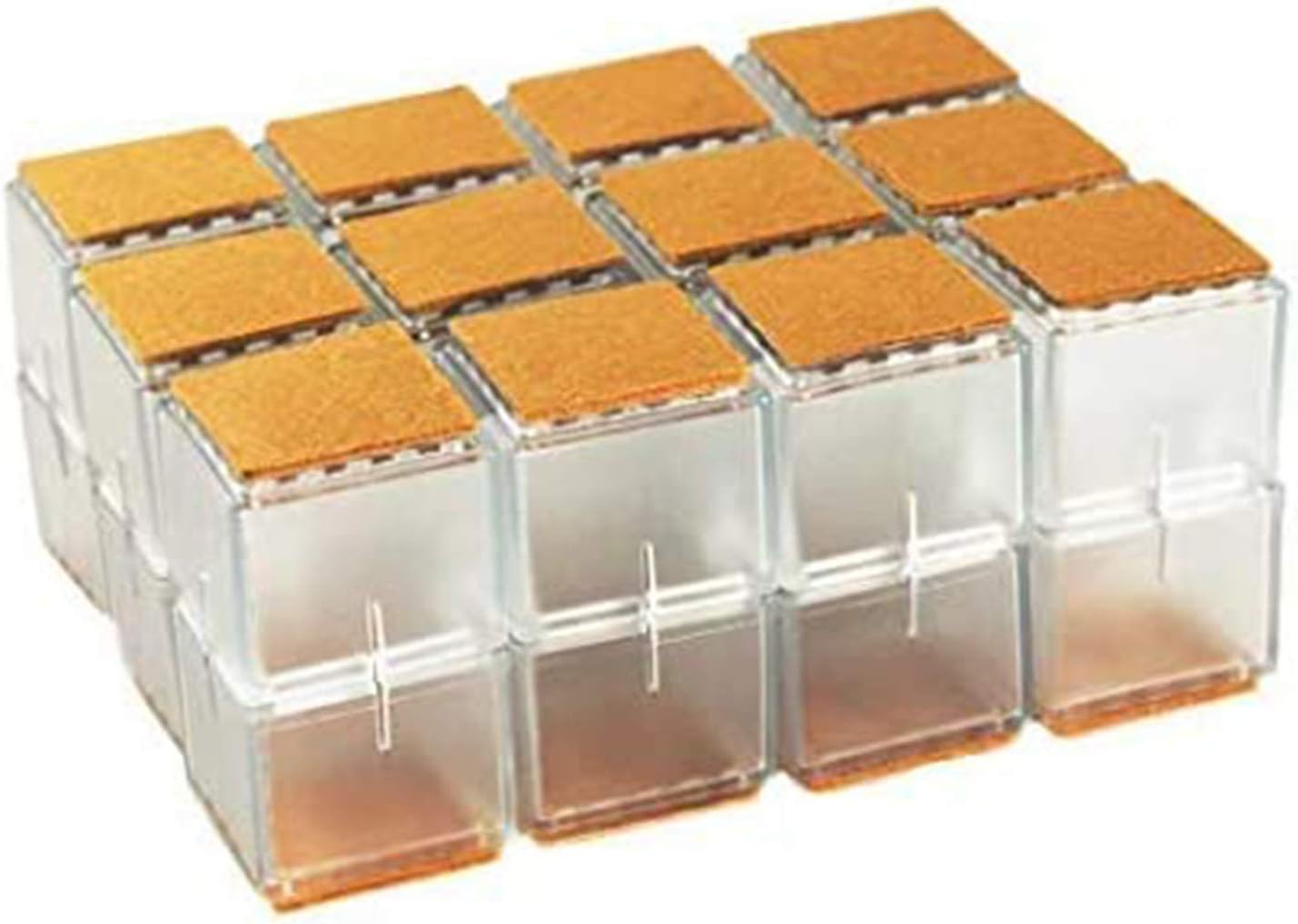 TEKEFT Chair Leg Wood Floor Protectors Flexible Silicone Square 1-1/8" to 1-3/8" Clear (24 pack）