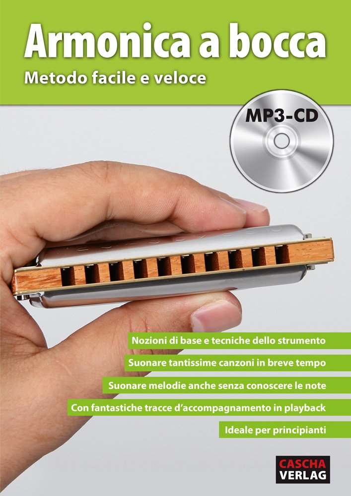 CASCHA Set d'apprentissage avec un harmonica diatonique de haute qualité en do majeur, méthode italienne pour débutants, étui et chiffon de nettoyage, idéal pour débutants & adultes, Noir
