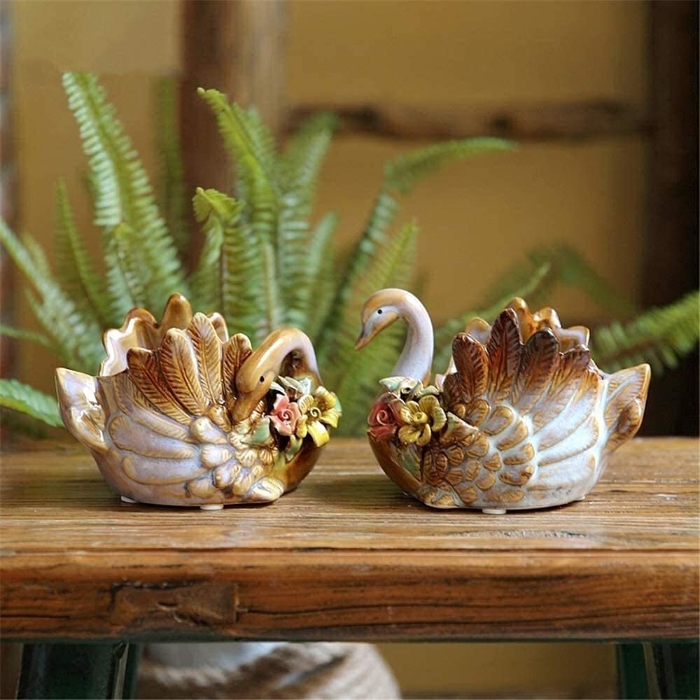 XJBTBA Maceta de jardín 1pcs/Set Statue Cigno Rosa Interno/Outdoor Squisito Simulazione Ornamento Decorazione la casa per dimora Giardino Cortile