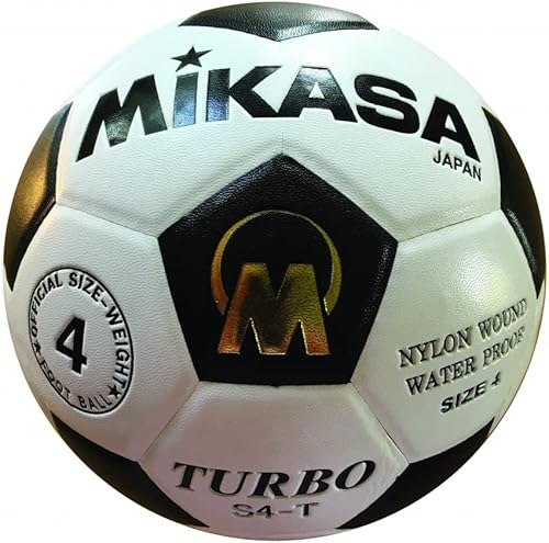 Miniatura 1 de MIKASA S4 Turbo - Balón de fútbol para niños, talla 4, color negro