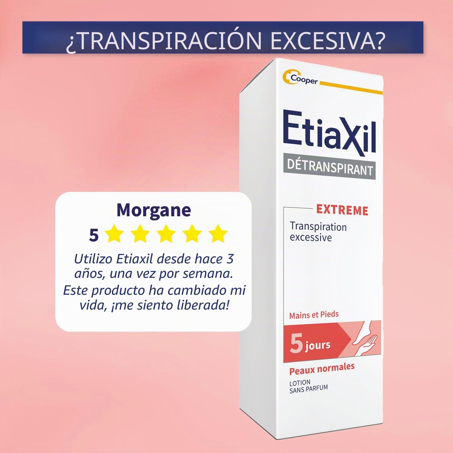 ETIAXIL Desodorante Desodorante Destranspirante Tratamiento Sudor Excesivo - Pies y Manos - Extrema Piel Normal - Eficacia 5 días - 100 ml