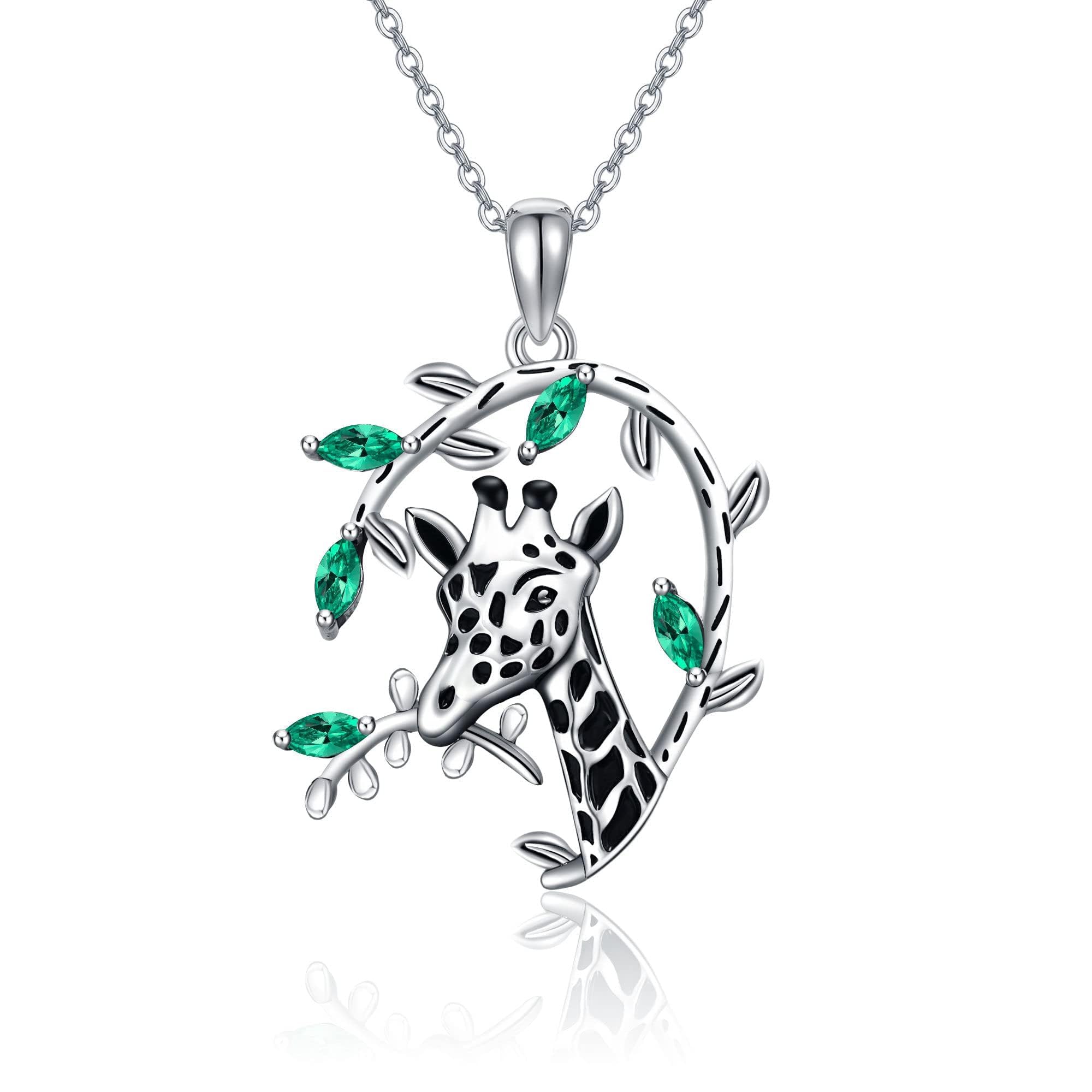 Collier en argent sterling avec pendentif cheval/girafe/singe/chien/coccinelle/loup/panda/vache en argent sterling