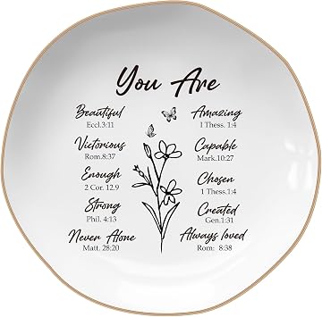 LITTLEBIGGER Christian Gifts for Wome Bible Verses Jewelry Tray, Spiritual and Religious Gifts for Women, Christian Gifts Personalized Jewelry Dish, Christmas Gift Religious Ring Dish