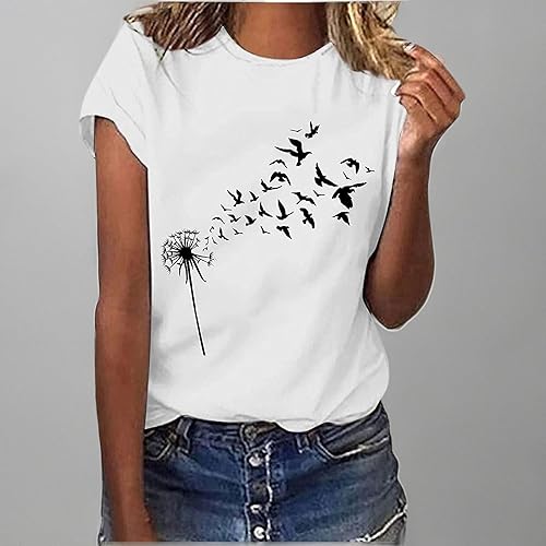 Miniatura 7 de Blusas casuales de verano para mujer, camisas de color sólido de manga corta, blusa de cuello redondo, túnica casual elegante