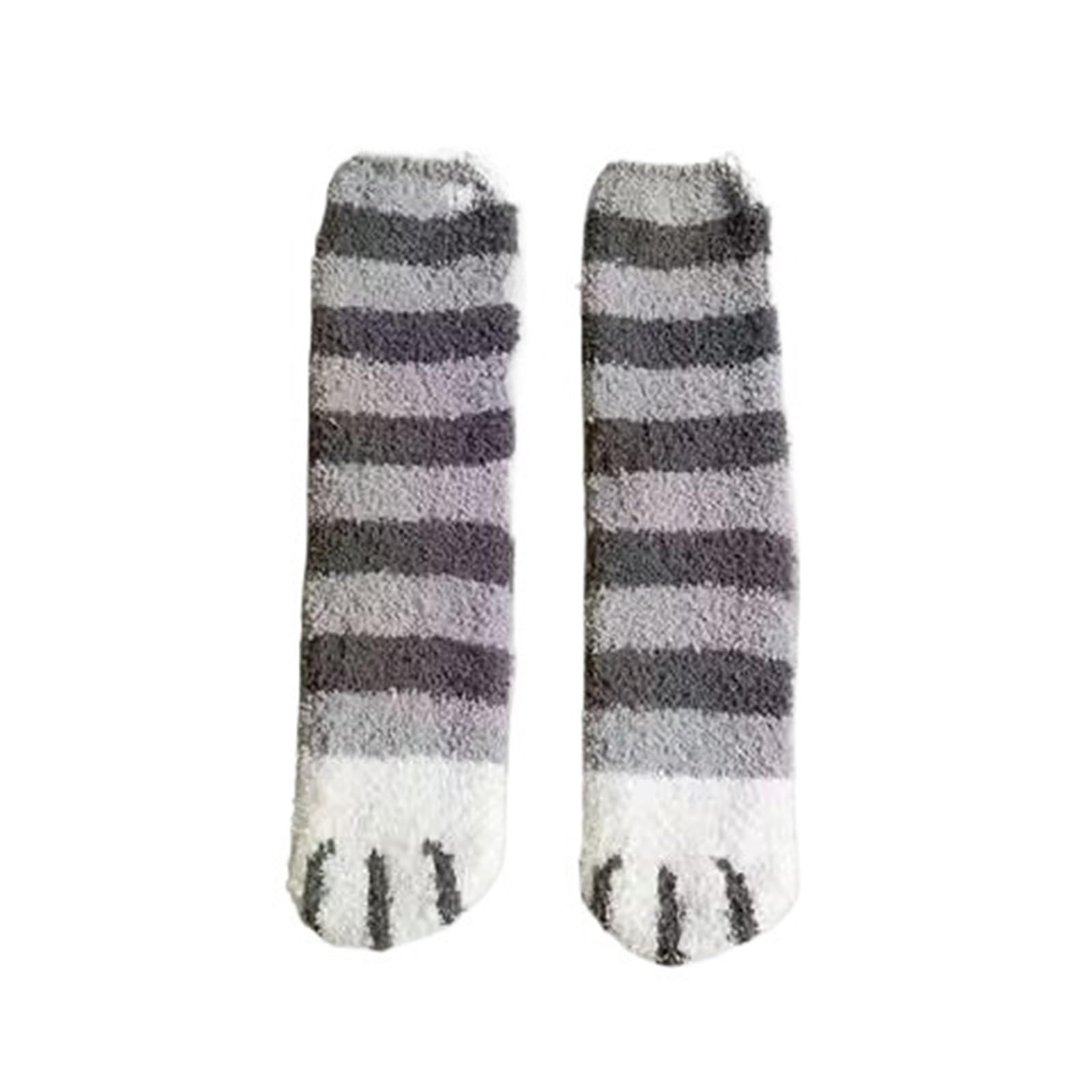 Calzini Donna Corti 2 Pezzi di Calzini Invernali isolanti e Calzini Spessi di Peluche CALZINO Donna(Striped Gray)