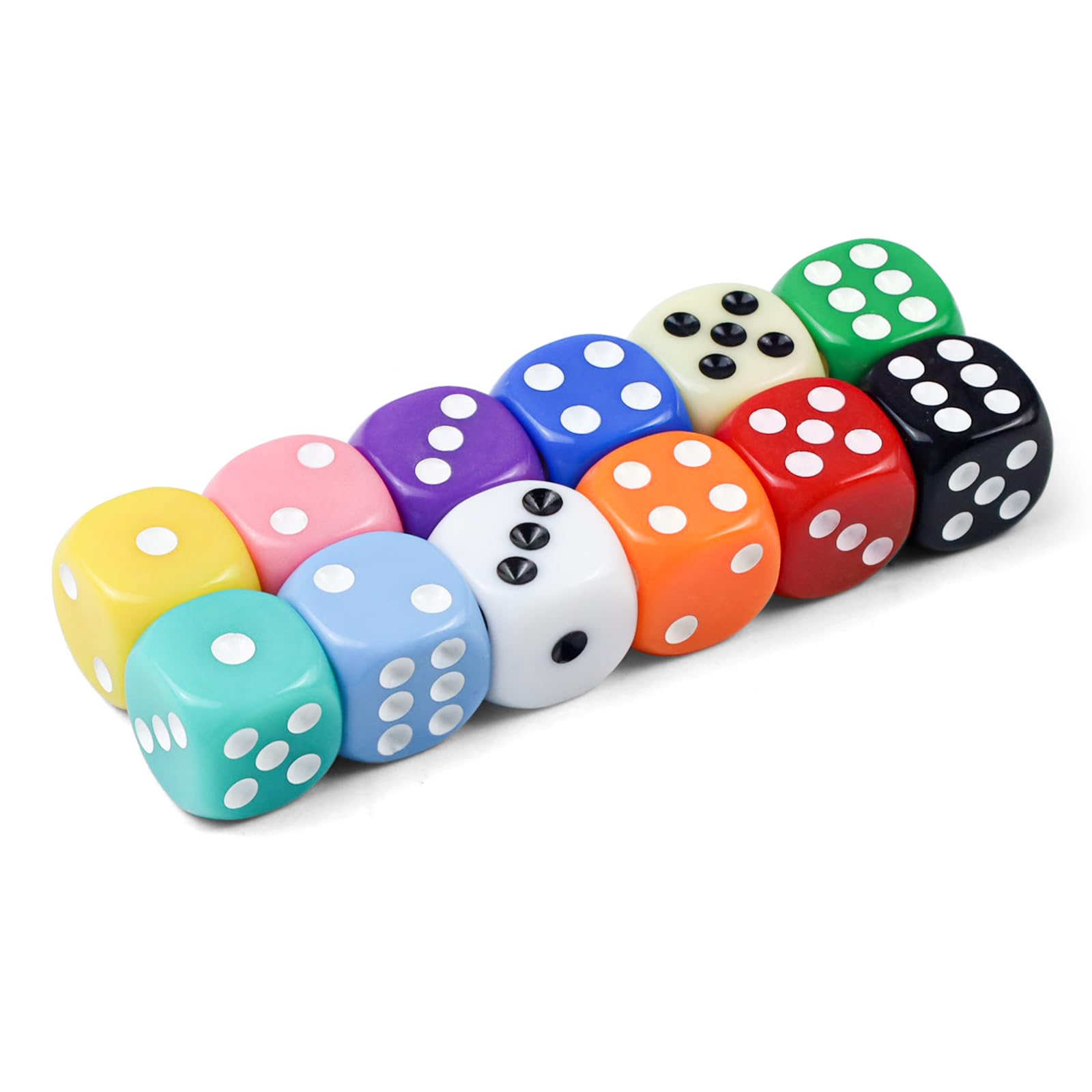 Würfel 12 Stücke, Bunte Würfel Set, 14mm Farbwürfel 6 Seitige, Spielwürfel für Tischkartenspiele, Acrylwürfel 12 Farben, Würfel mit Box, für Matheunterricht, Tischspiele, Party
