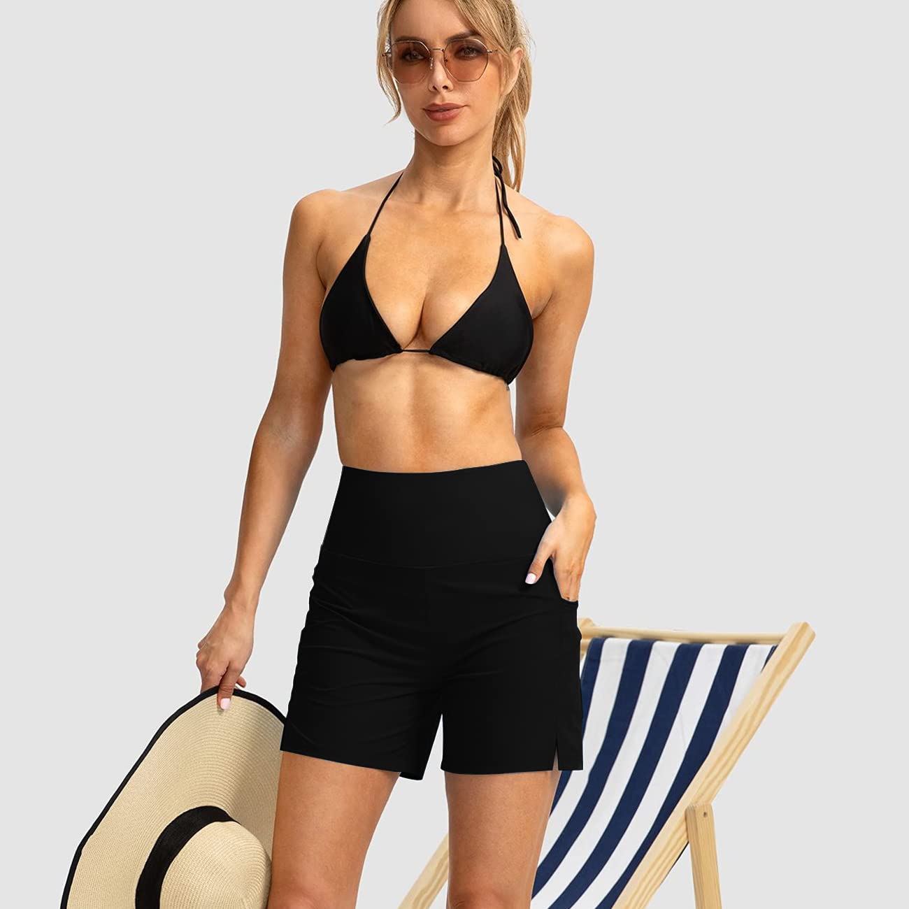 Shorts de Baño Mujer Bañador Shorts de Natación Boyleg Secado Rápido Playa Surf Essential Bikini Short Deportes Acuáticos Pantalones Cortos
