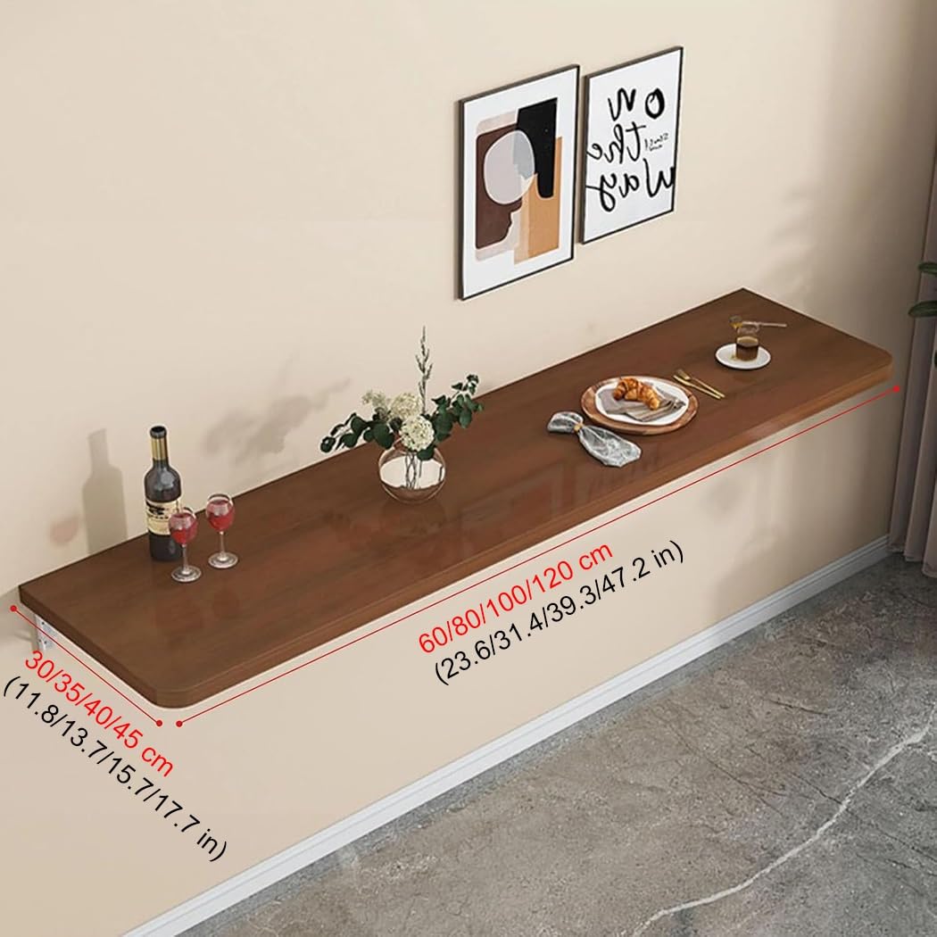 Schwebender Klapptisch Wandtisch, Wandmontierter Drop Leaf Tisch, Multifunktionaler Computertisch für Zuhause, Büro, Bar, Wäsche, Holzdesign, platzsparende Lösung