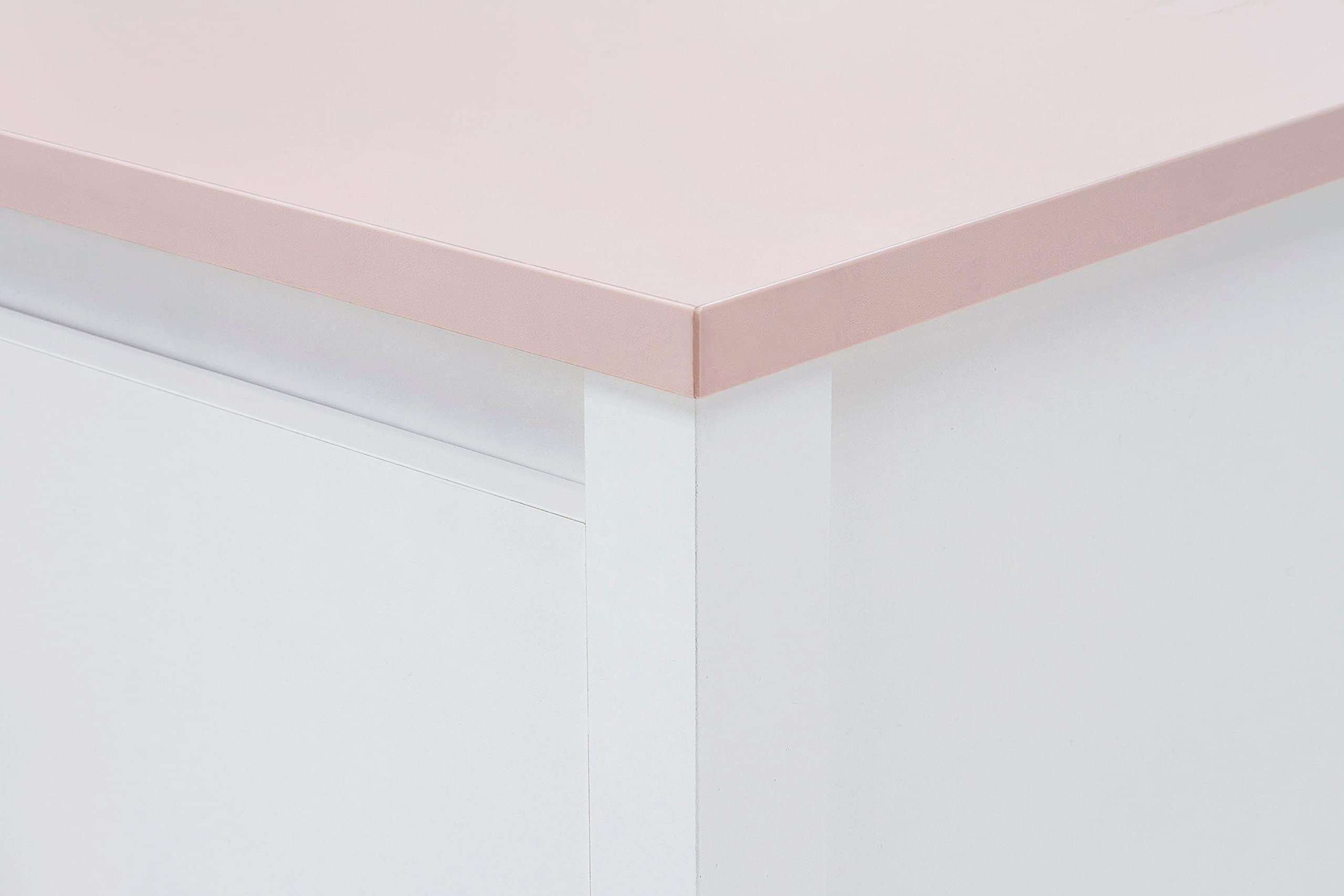 Furniture24 Nachttisch MIA MI07 Nachtschrank Nachtkästchen mit Tür und Schublade Weiß/Rosa Mädchenzimmer Kinderzimmer