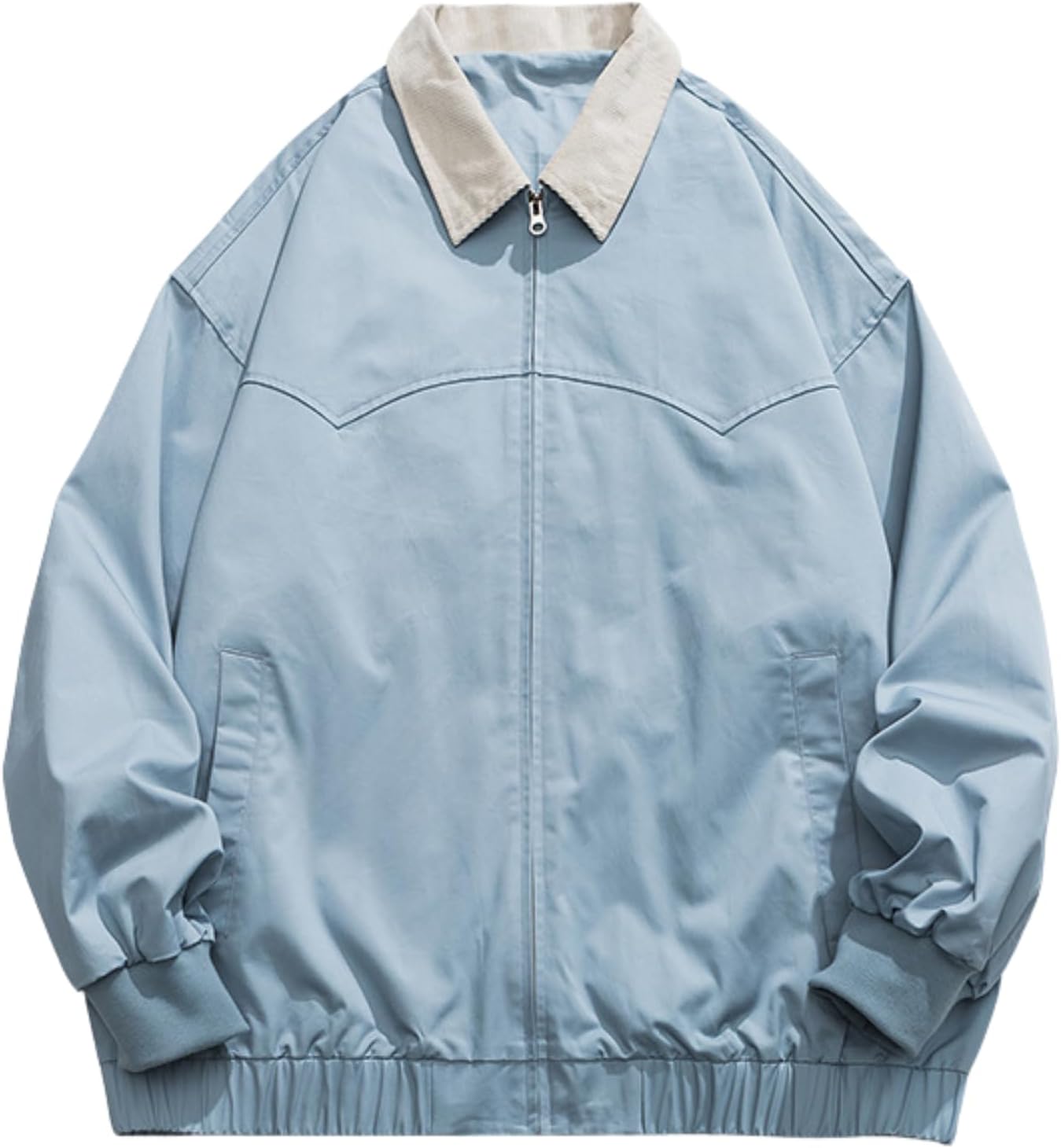 Vamtac Mens Lightweight Jackets Casual Barn Jacket Contrast Collar Vintage Coats Full Zip Up Tops Y2k Outfits
